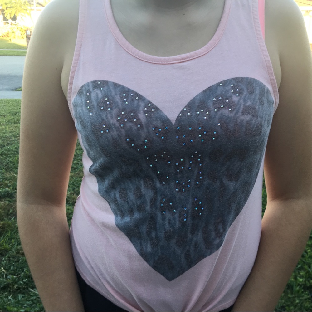 Pink grey heart shirt